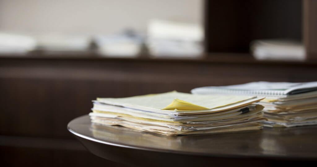 Stack of documents on a table